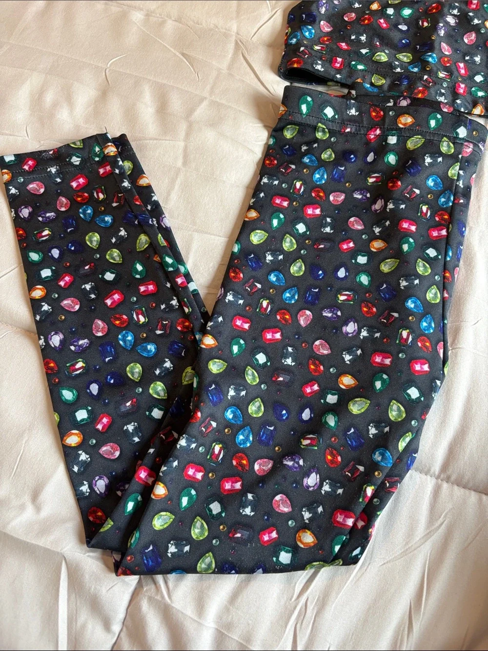 Terez Girls' Black Jewel-Print Leggings